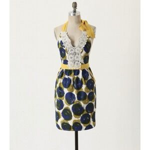 NWT Anthropologie Halter Dress with Lace Trim and Polka Dot‎ Pattern